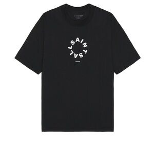 All Saints Black Tee with White Logo